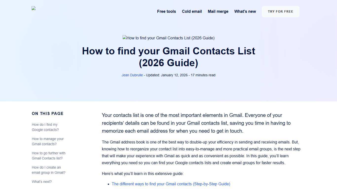 How to find your Gmail Contacts List (2026 Guide)